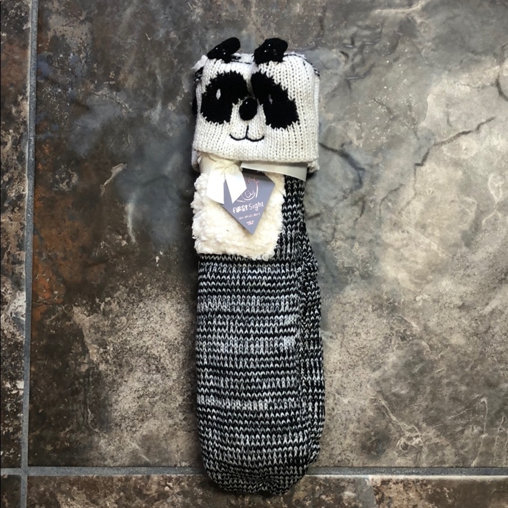 Fuzzy panda slipper socks